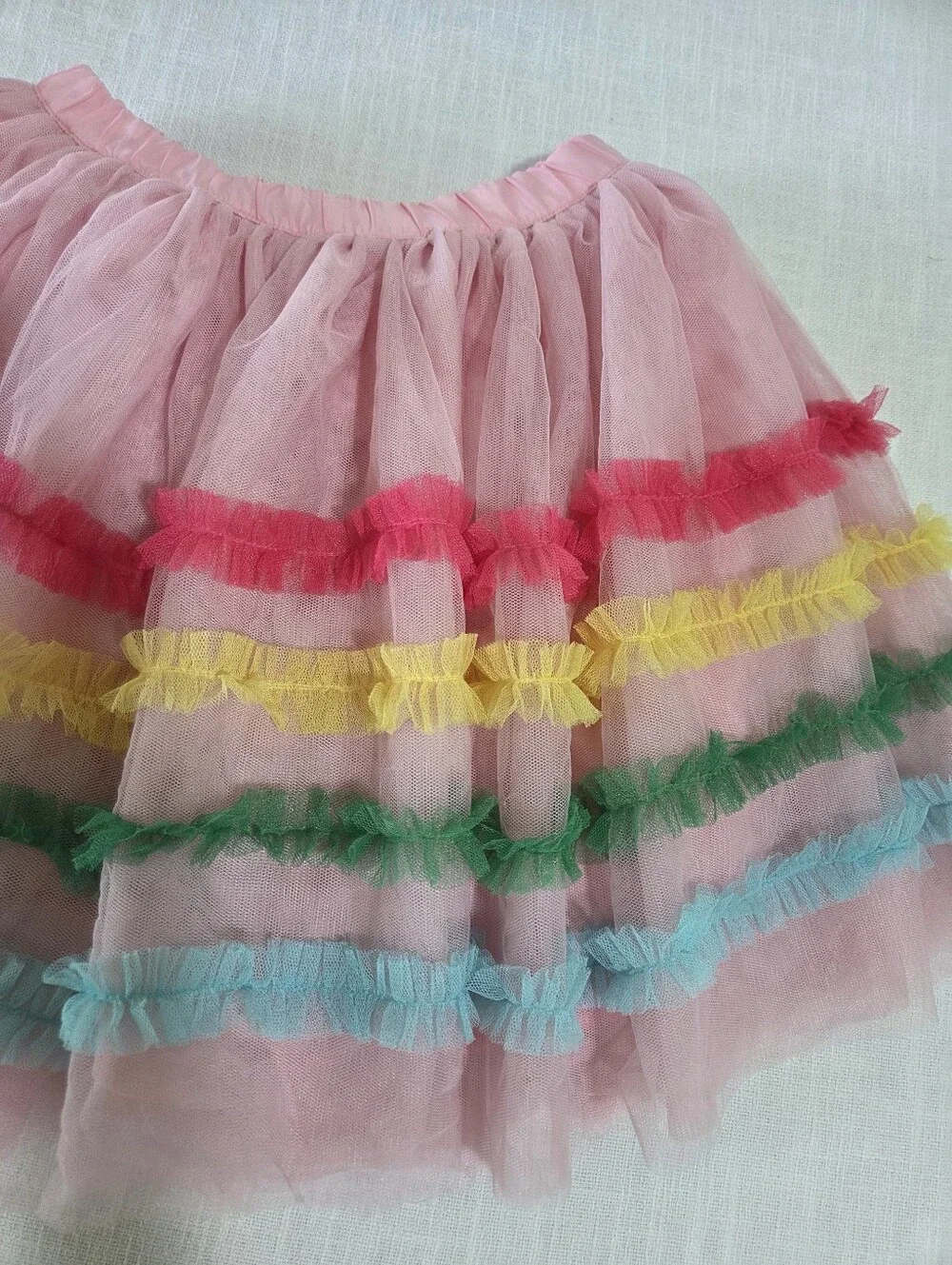 Gymboree Tiered Tulle Skirt Pink Rainbow Colorful Twirly Girls Kids 8